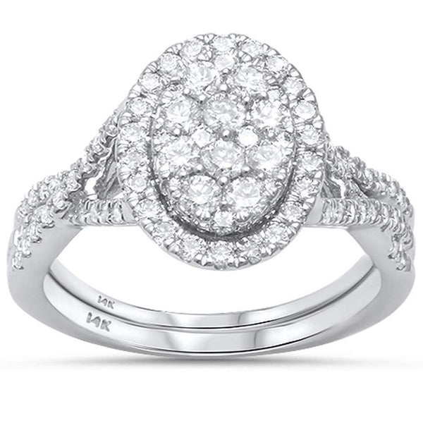 1.02ct Oval DiamondI 14kt White Gold Bridal Set - 01MG43